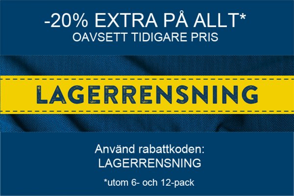 Lagerrensning - 20% extra på allt oavsett tidigare pris!