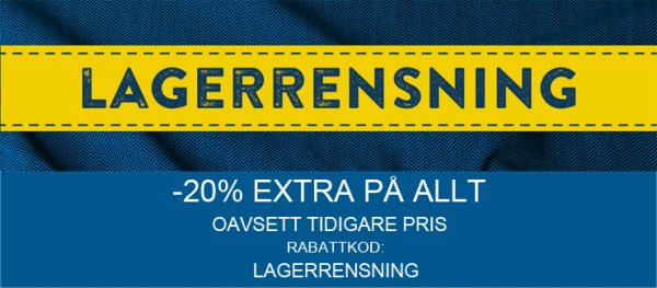 Lagerrensning - 20% extra på allt oavsett tidigare pris!